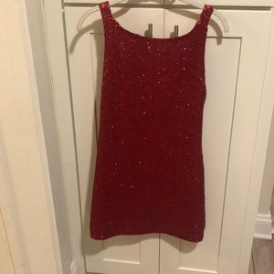 Backstage Red Sequined High Neck Dress